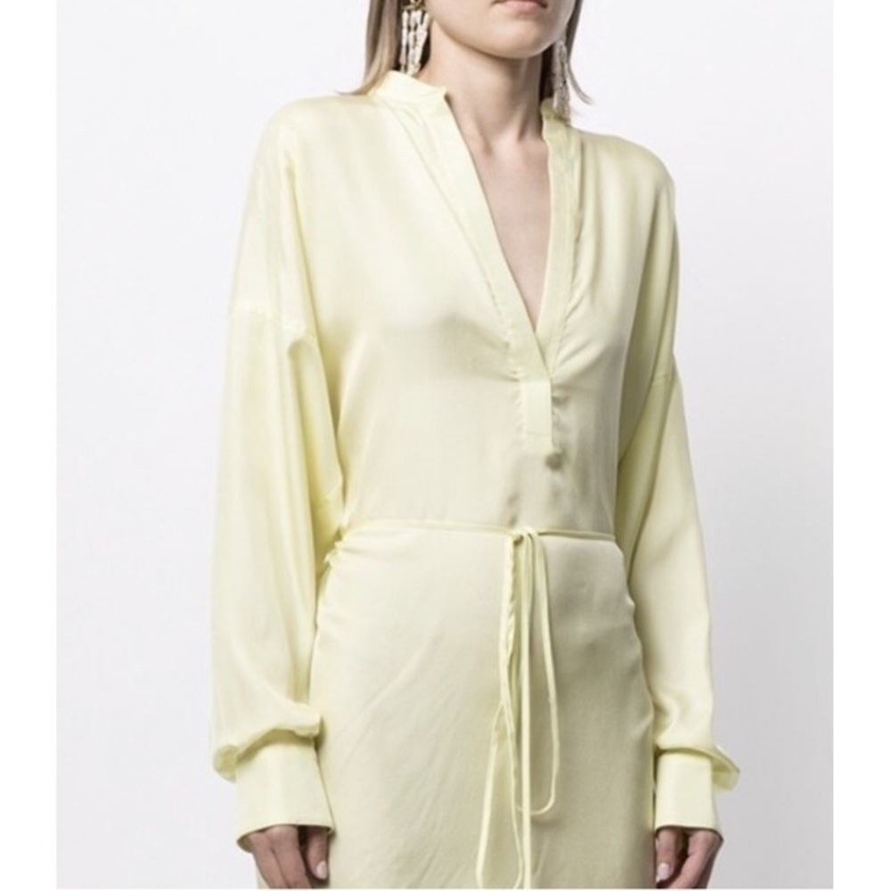 $695 NWT BONDI BORN Yellow  Silk Blend Long Maxi Tunic  Dress Size Medium